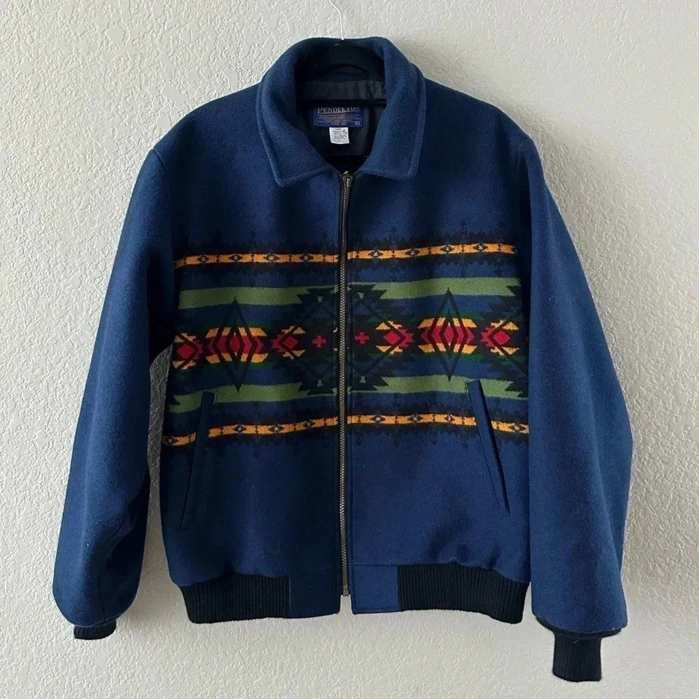 Pendleton Blue Jacket With Multicolor Pattern - image 1